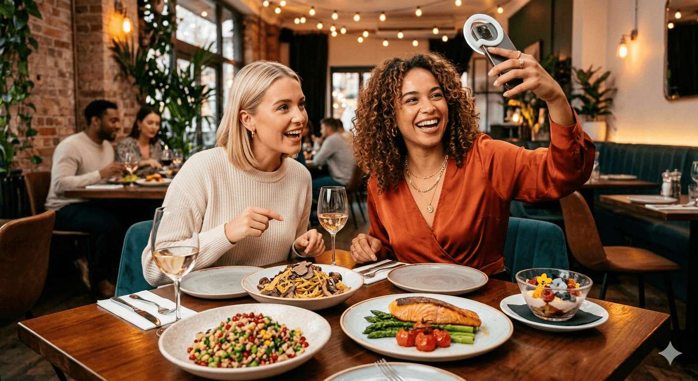 Food creator filming content